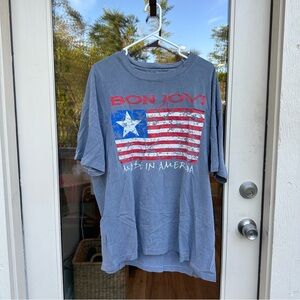 Vintage RARE Bon Jovi Made In America Gray Tee Size XL